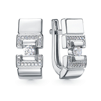 Серьги из серебра с камнем Фианит фото, цены