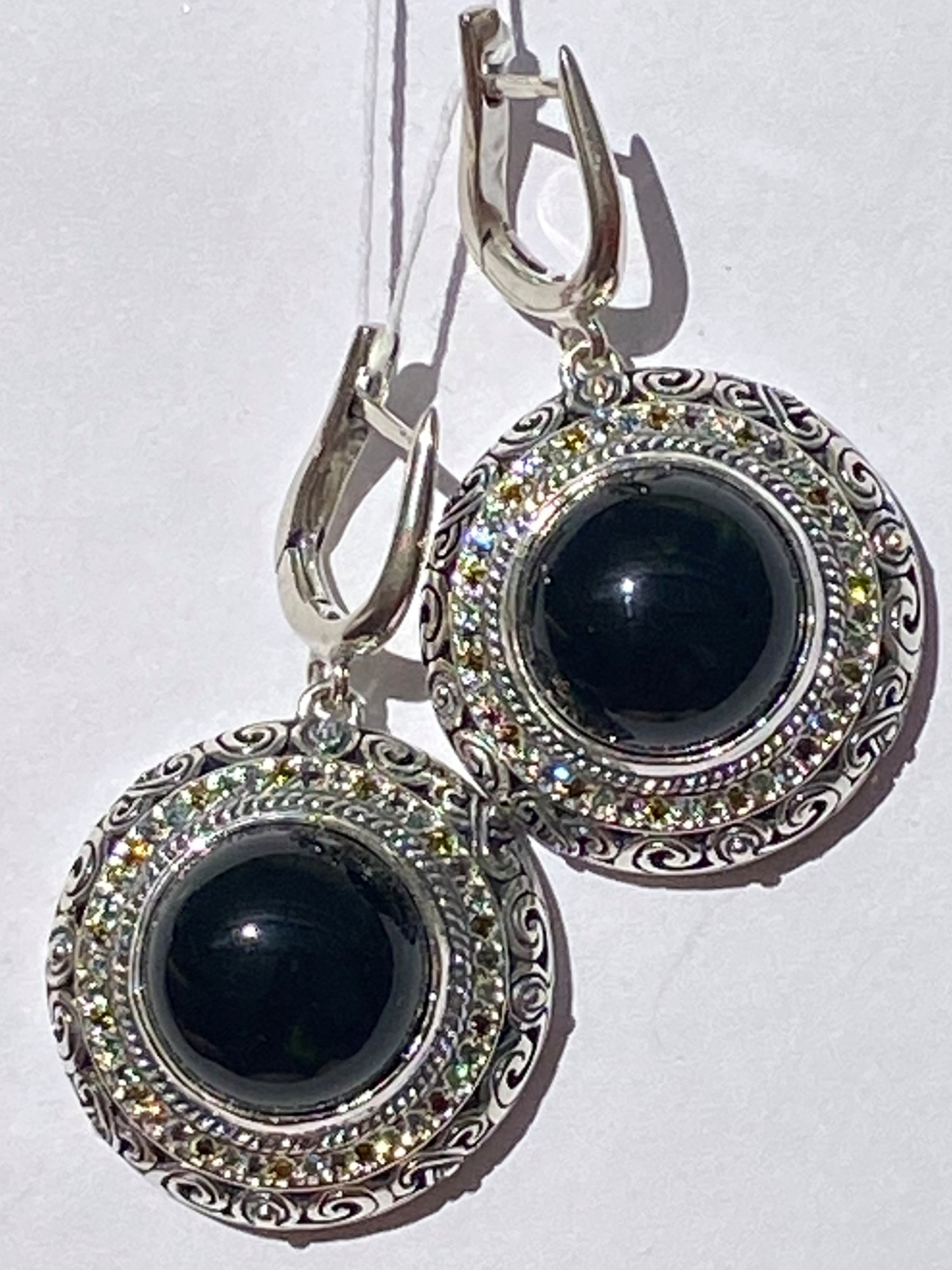 Серьги из серебра с камнем Фианит, Аквамарин фото, цены