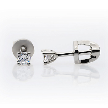 Пуссеты из серебра с камнем Фианит фото, цены