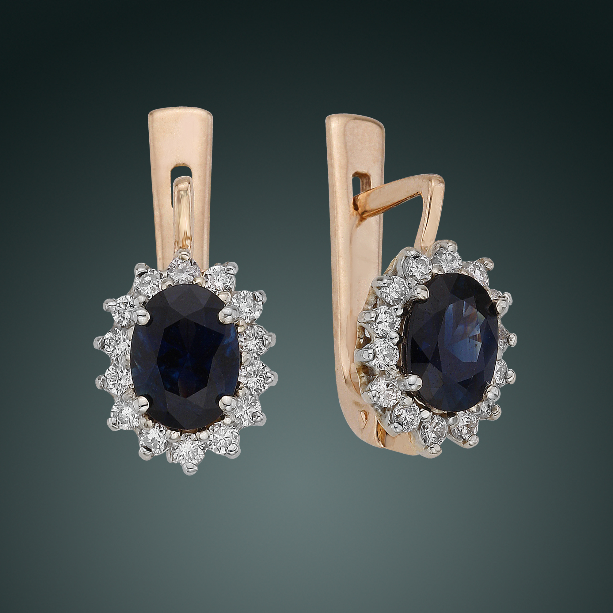 Серьги из золота с камнем Бриллиант, Рубин фото, цены