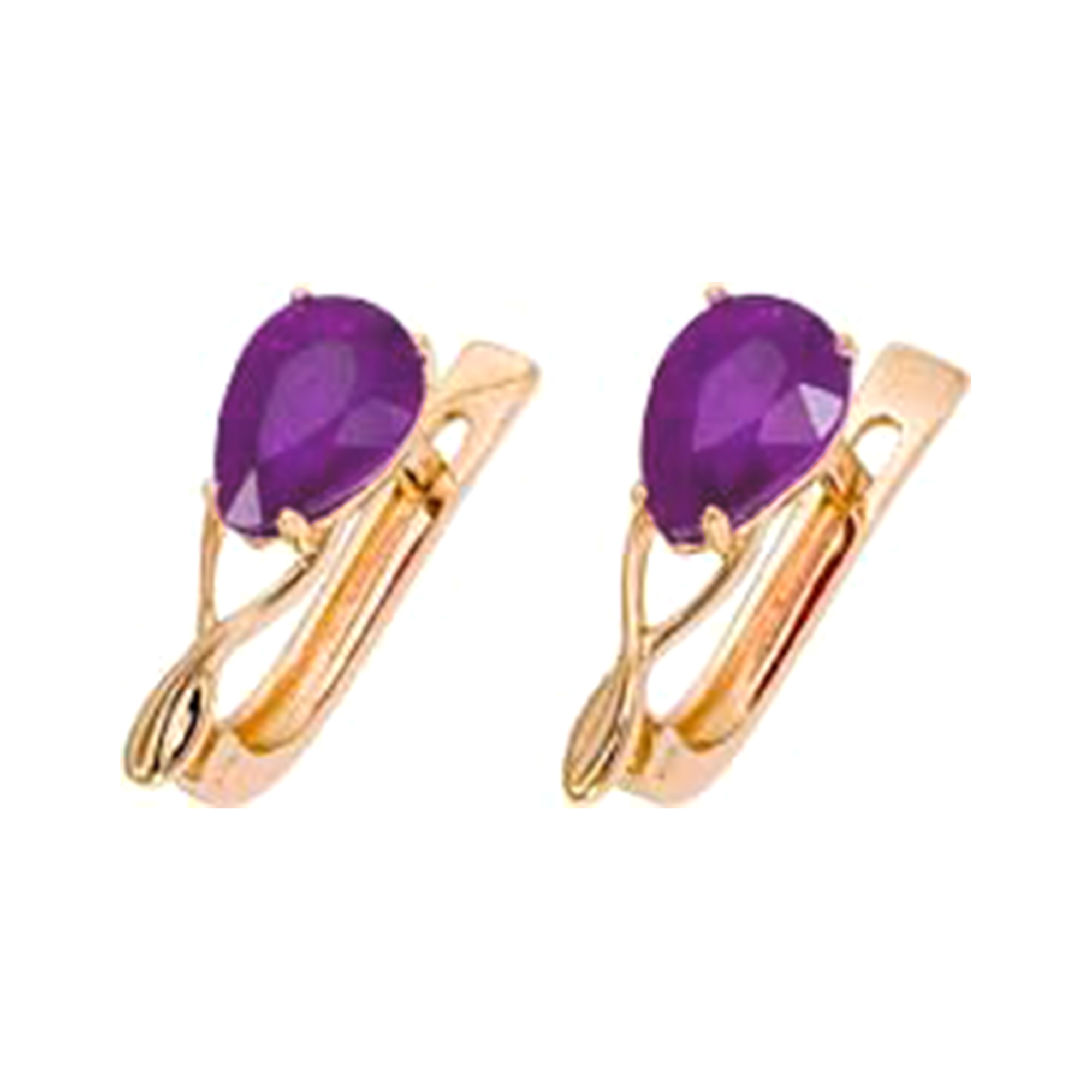 Серьги из золота с камнем аметист фото, цены