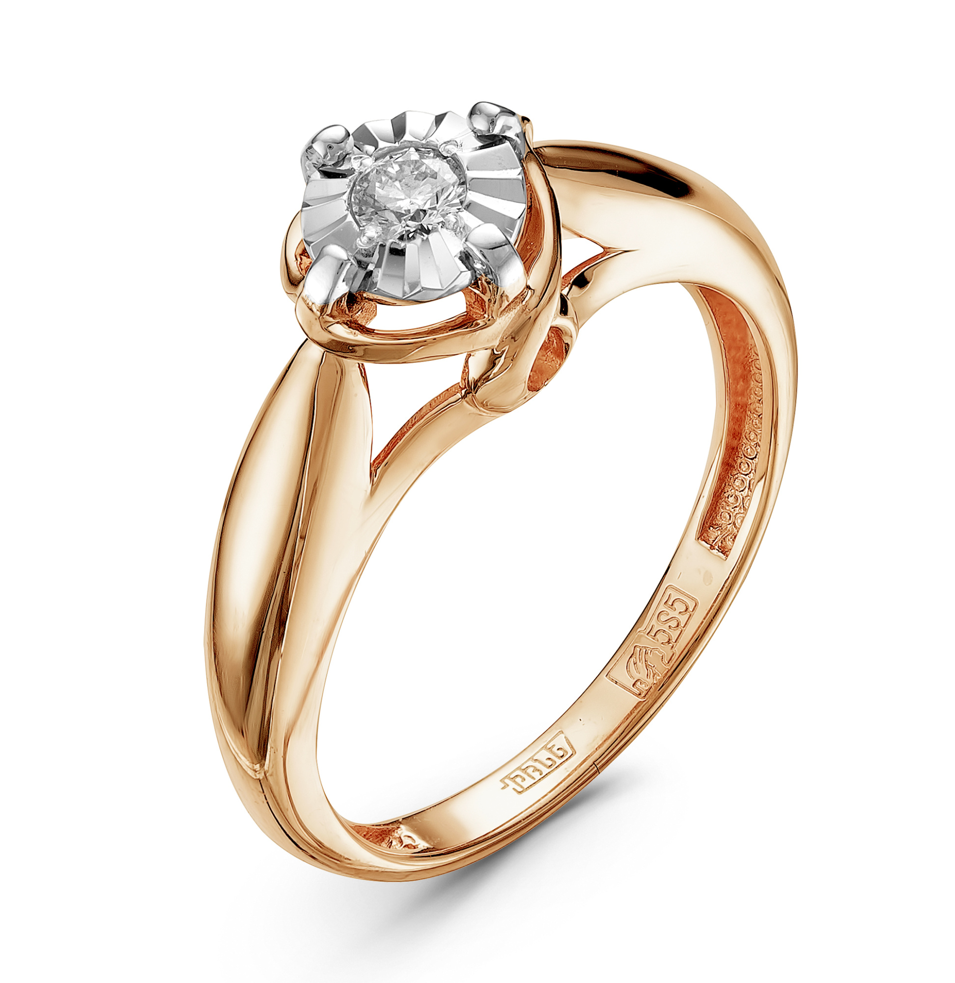 Кольцо из золота с камнем Бриллиант фото, цены