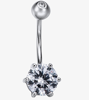 Пирсинг из серебра с камнем Циркон фото, цены